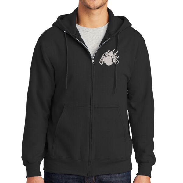 Port & Company® Essential Fleece Full-Zip Hooded Sweatshirt - Embroidered Logo Thumbnail