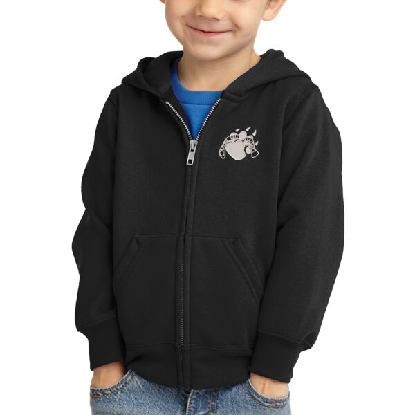 Port & Company® Toddler Core Fleece Full-Zip Hooded Sweatshirt - Embroidered Logo Thumbnail