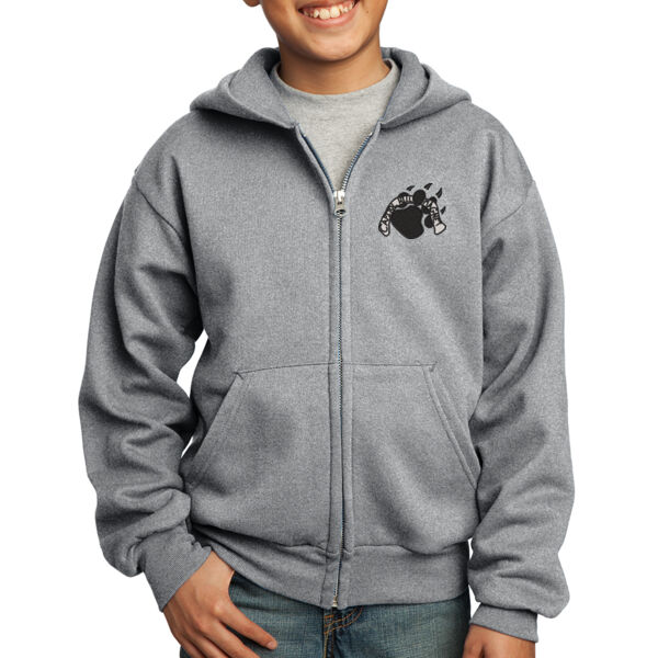 Port & Company® Youth Core Fleece Full-Zip Hooded Sweatshirt - Embroidered Logo Thumbnail