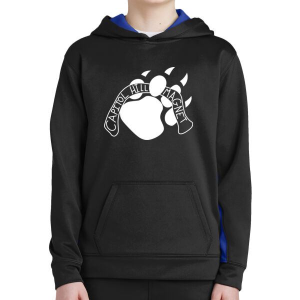 Sport-Tek® Youth Sport-Wick® Fleece Colorblock Hooded Pullover - Printed Logo Thumbnail
